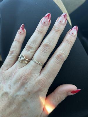 Red tip oval nails