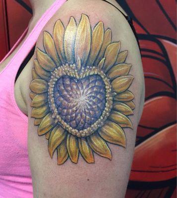 Heart shaped sunflower by artist Thomas Jacobson.