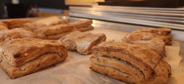 Cheese and chives scones
GF