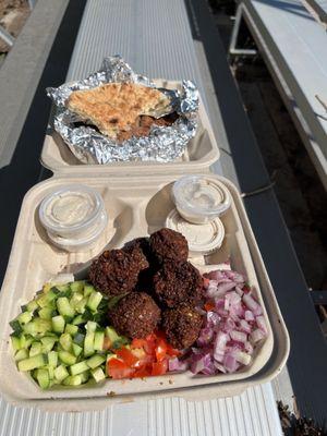 Could hardly put a dent in the large falafel plate I was given. Enough left over for a couple more meals . . .