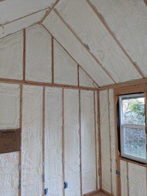 Gable end, roof, and wall after insulation