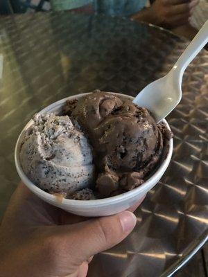 Two scoops - oatmeal cookie and chocolate moose tracks