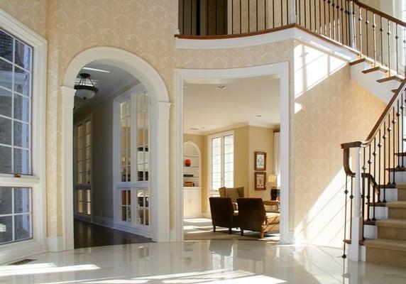 Foyer, custom mouldings, whole house remodeling