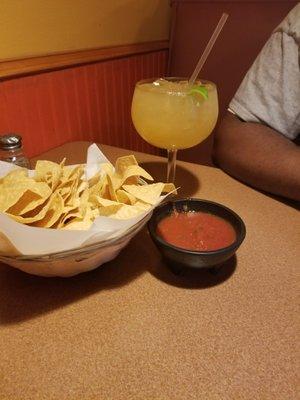 Texas Magarita, chips, homemade salsa