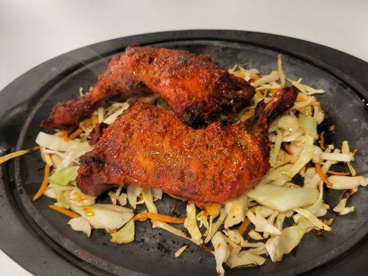 Tandoori chicken with burnt cabbage