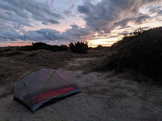 My beautiful campsite at dusk on a cool fall day