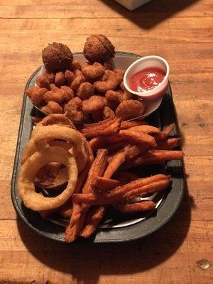 Popcorn Shrimp & Sweet Potato Fries