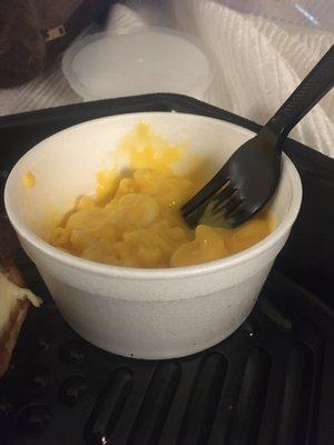 1/3 container of unseasoned and underdone macaroni and cheese.. STAY AWAY! Nothing good so far!