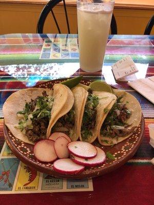 I'm a Texan. It close to Mexico. I kinda know Mexican good. This place is good! I got the steak tacos and a limeade.