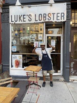 Storefront and friendly lobster guy