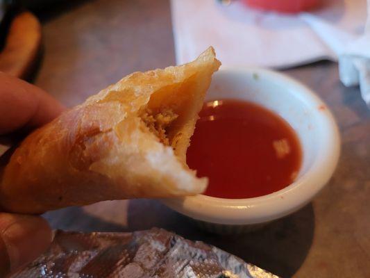 Flautas up close. Taste great when dipped