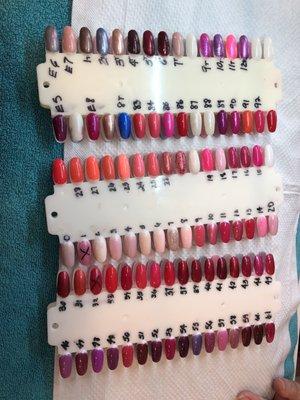 Gel nail color selection.