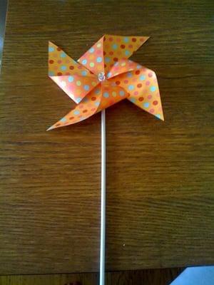 Lollipop sticks and paper for pinwheels from Michaels.