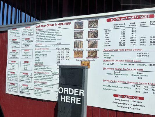 Drive thru menu