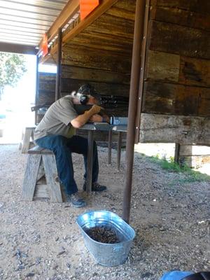 Music producer, Mark Sinko during sniper training.