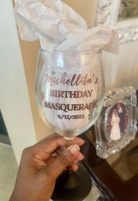 Personalized Chalkboard Wine Glass- Party Favor