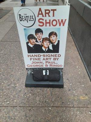 The Beatles Art Show Sign outside Dane Fine Art