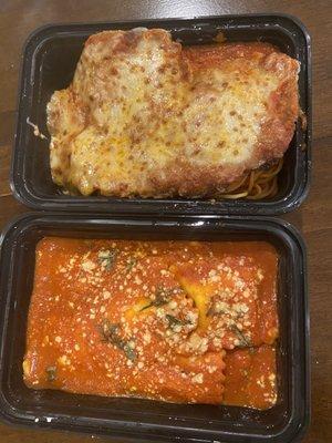 Chicken parm and Cheese Ravioli