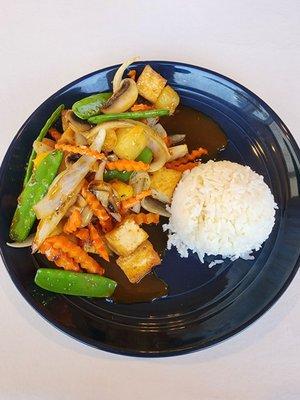 Rainbow delight with fried tofu.