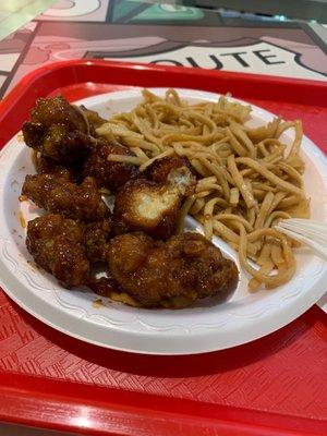 Orange chicken and chow mein