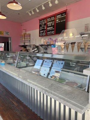 Menu, ice cream, display.