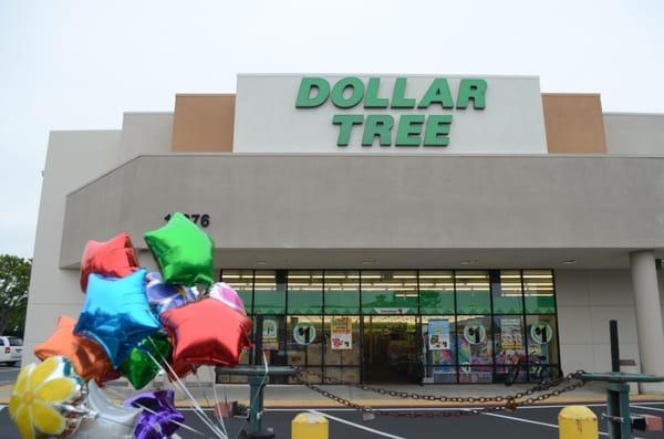 4/6/16 - I bought a dozen Mylar ballons for $1 each plus tax, for a total of $12.96! Here are part of the balloons in front of Dollar Tree.