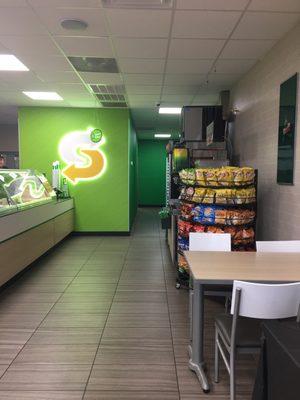 Inside of remodeled subway ! Beautiful layout with nice lighting