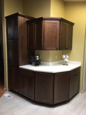 Coriander countertops and new cabinets