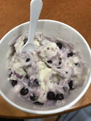 vanilla yogurt with blueberries mix in