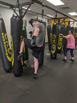 We are Muay Thai based and teach knees, elbows, slips, rolls, and other fun techniques