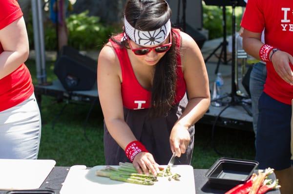 Kimberly V putting her ninja knife skillz to the test