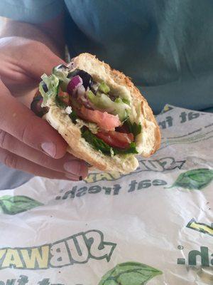 Other Subway locations take note: This is how a Veggie Sub should be made.