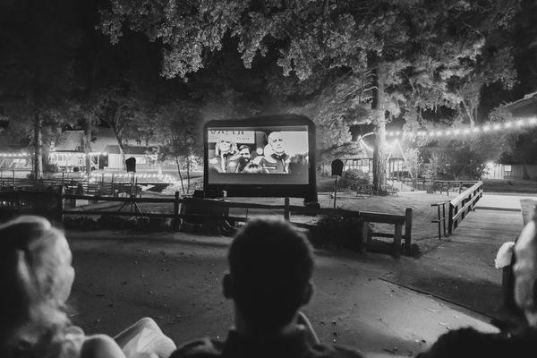 In the nicer weather, movie night is often outside!