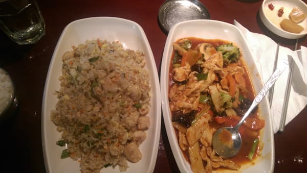 Chicken fried rice and general tso's chicken