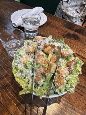 Caesar Salad ($16) romaine, croutons, pecorino +$1 add anchovy