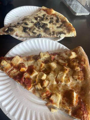 Chicken Parmesan slice and mushroom slice