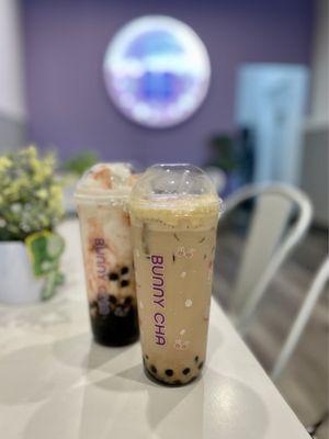 Creme brûlée brown sugar milk tea with boba