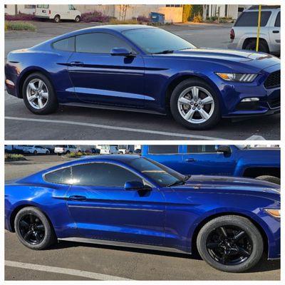 2015 Mustang V6 Before Black Glass Powder Coating and After