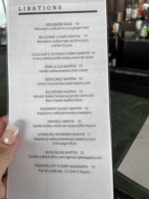 Martini menu