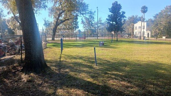 Corner of dog park looking back towards