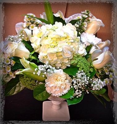 Beautiful white compact fresh arrangement