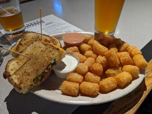 Adult Grilled Cheese for $12.95 + $1 up-charge for tots.