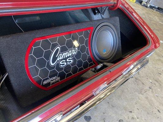 acylic insert for our custom enclosure we installed in a beautiful Camaro.