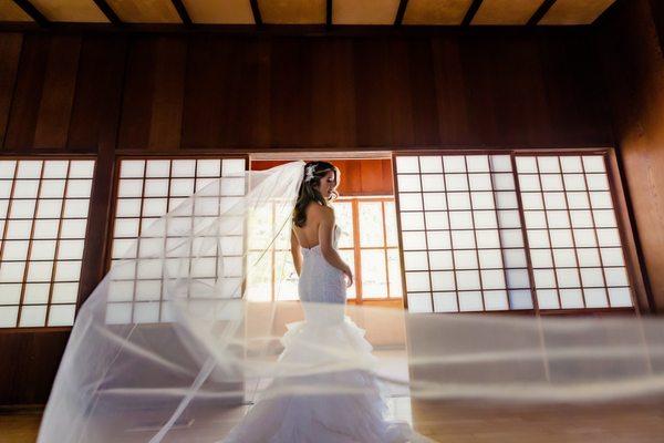 The long wedding veil effect