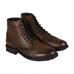 Ben Sherman Mens Sanford Brown Leather Casual Dress Lace Up Boots