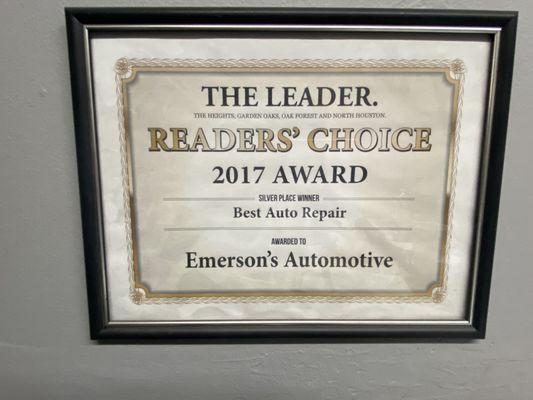 Voted Best Automotive Shop by Reader Choice for the last three years!