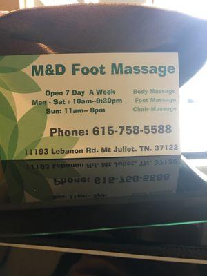 Enjoy a massage at M&D Massage. It's great great!