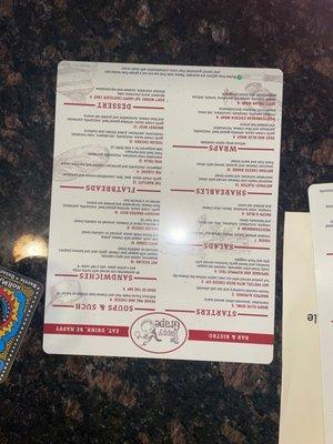 The food menu