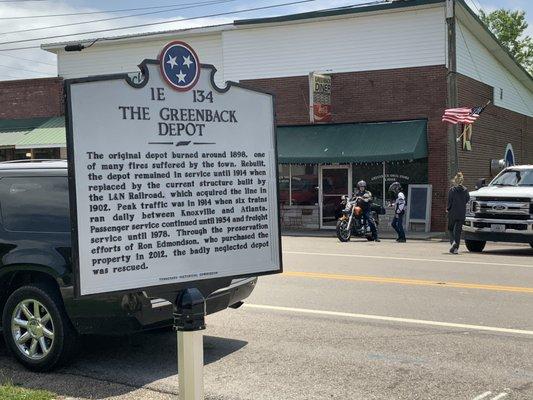 The diner is directly across the street for the historic depot