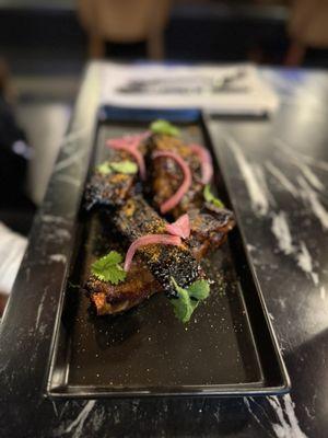 Black Garlic Suya Pork Sticky Ribs